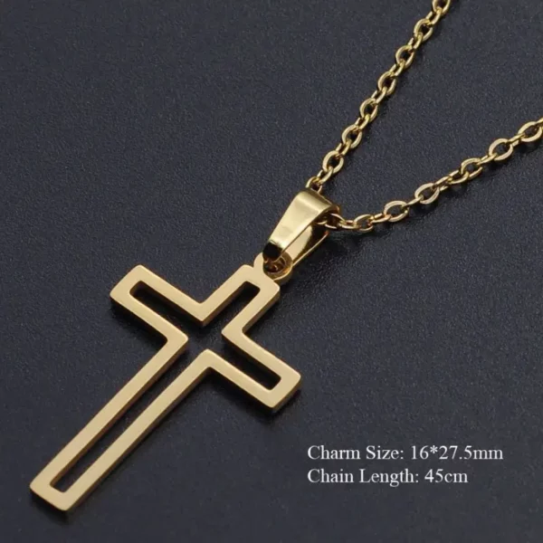 Cross pendant stainless steel necklace - Image 3