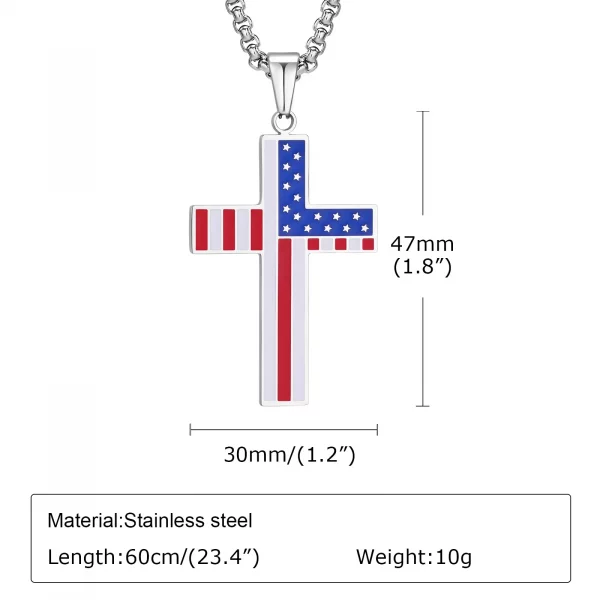 Stainless Steel Flag Cross Necklace - Image 3