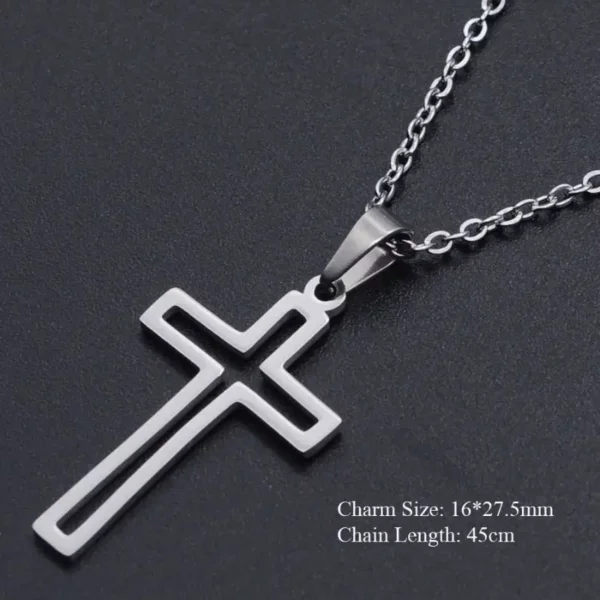 Cross pendant stainless steel necklace - Image 2