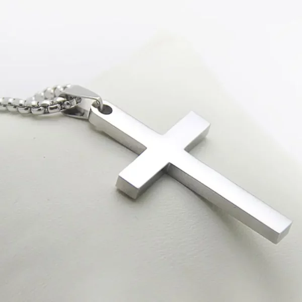 Minimalist Stainless Steel Cross Necklace for Men - Image 2