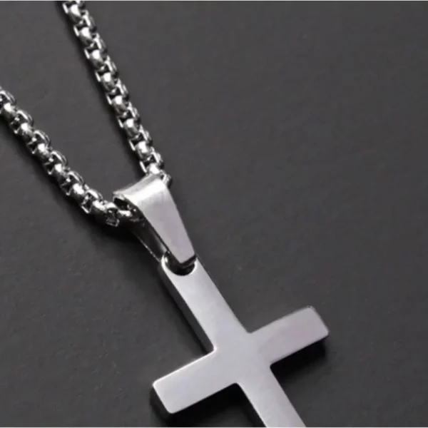 Minimalist Stainless Steel Cross Necklace for Men - Image 4