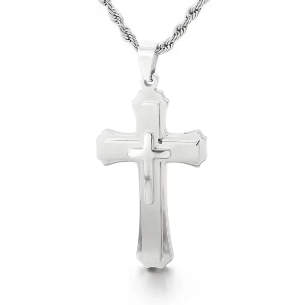 Men's Stainless Steel Cross Pendant Necklace