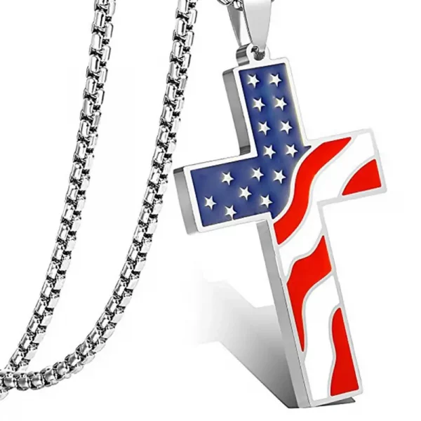 Stainless Steel Flag Cross Necklace